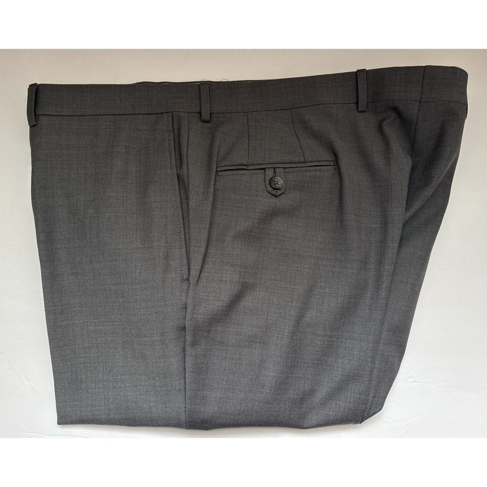 Men's Cremieux Dress Pants Traveler Grey Wool Blend Terry Slacks Career 38 x 34